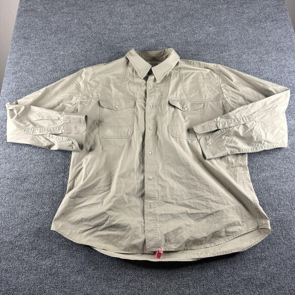 Filson Shirt Mens 2XL Beige Solid Long Sleeve Button Up Workwear Outdoor